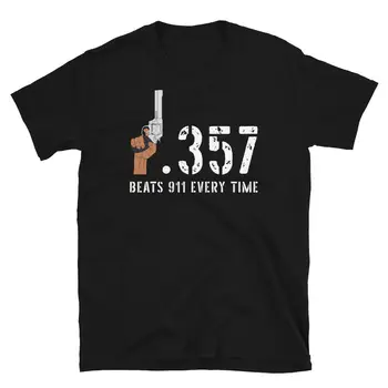 .357 Beats 911 Every Time Second Amendment Gun, футболка унисекс с коротким рукавом