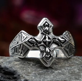 Винтажное Панковское Высококачественное Металлическое кольцо с Рыцарским крестом, мужские украшения для вечеринок в стиле Классического рока