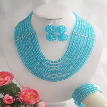 ВЫСОКОКАЧЕСТВЕННЫЕ Модные Наборы ювелирных изделий из хрустальных бусин Ожерелье Браслет Для женщин Ювелирные изделия