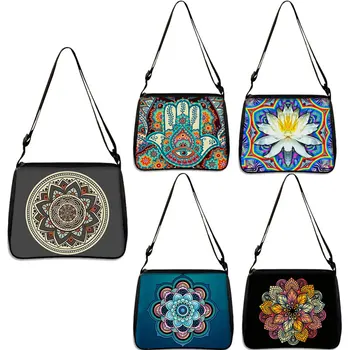 Женская этническая традиционная сумка для покупок с цветочным принтом, женская дорожная сумка-мессенджер