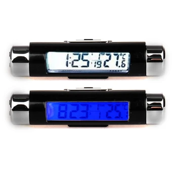 Мини-электронные автомобильные часы для определения времени, автоматические часы с ЖК-дисплеем, термометр, часы