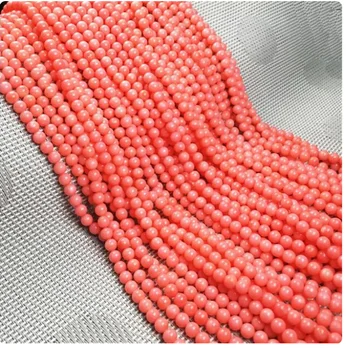 Оптовая продажа аксессуаров для ожерелий и браслетов, бусин из натурального коралла 4-8 мм, маленьких круглых розово-оранжевых бусин для изготовления ювелирных изделий 15,5 дюймов
