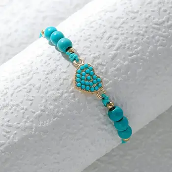 Популярный женский браслет из искусственной бирюзы яркого цвета, Аксессуар в стиле бохо, Геометрический Ювелирный подарок